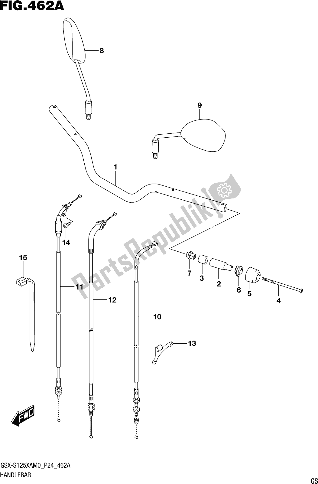 Tutte le parti per il Fig. 462a Handlebar del Suzuki Gsx-s 125 XA 2020