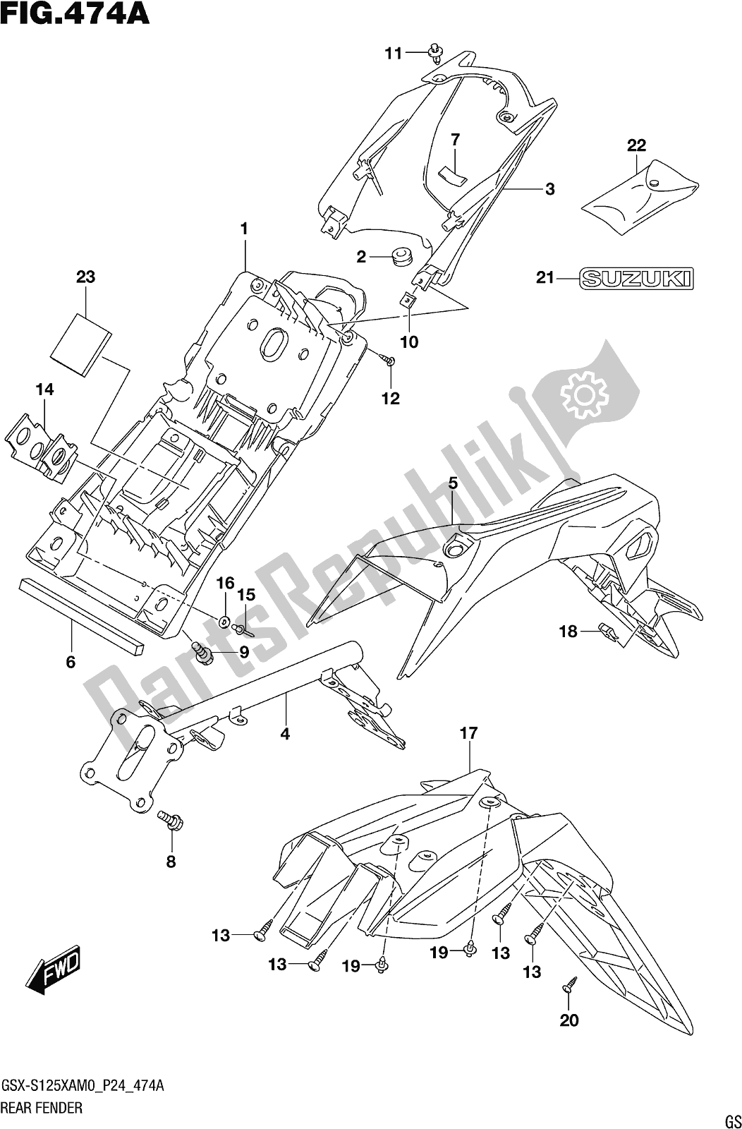 Todas las partes para Fig. 474a Rear Fender de Suzuki Gsx-s 125 XA 2020