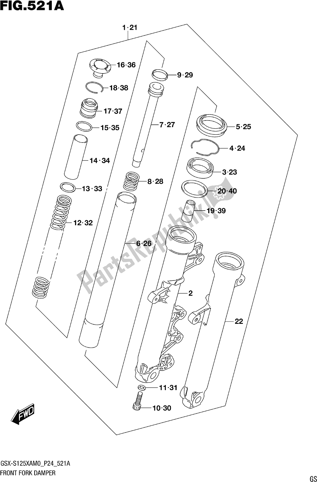 Tutte le parti per il Fig. 521a Front Fork Damper del Suzuki Gsx-s 125 XA 2020