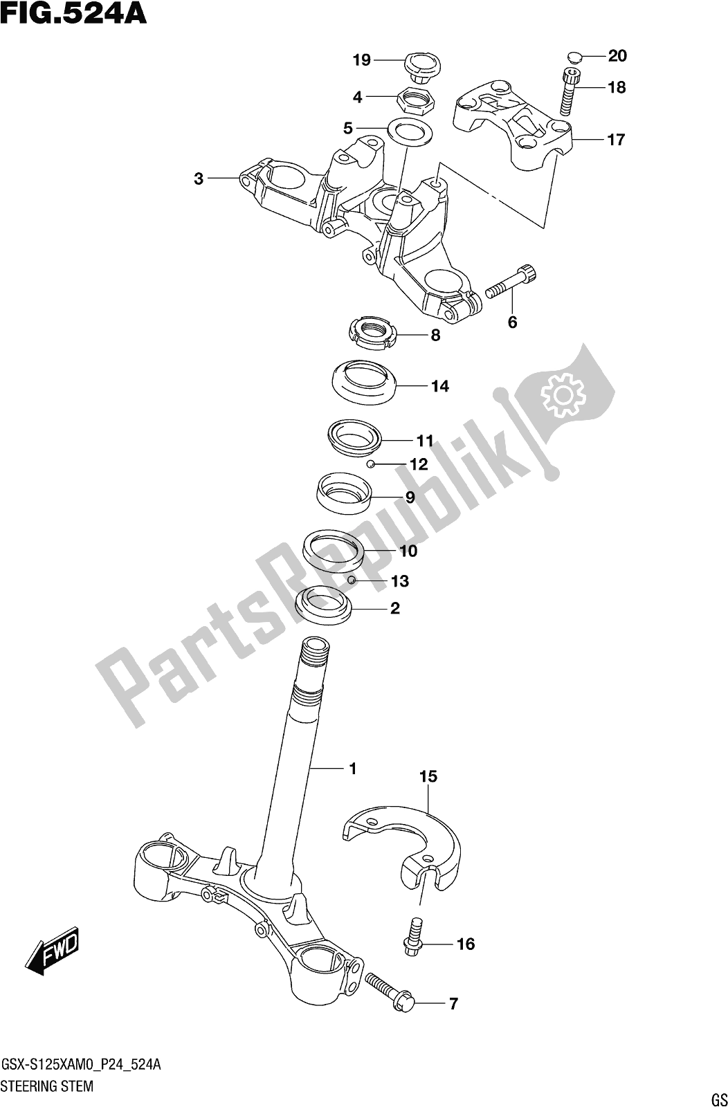 Tutte le parti per il Fig. 524a Steering Stem del Suzuki Gsx-s 125 XA 2020