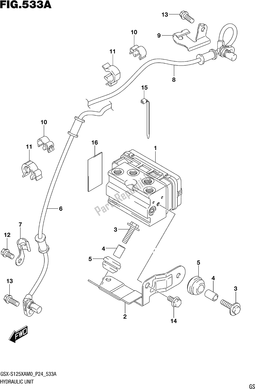 Tutte le parti per il Fig. 533a Hydraulic Unit del Suzuki Gsx-s 125 XA 2020