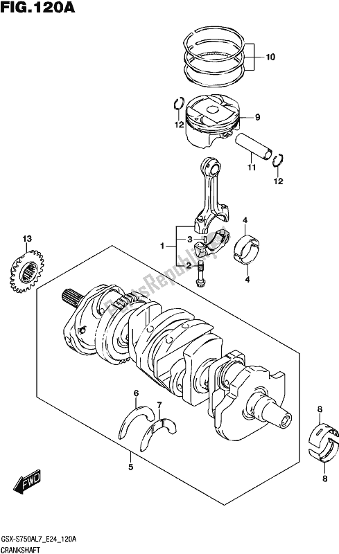 All parts for the Crankshaft of the Suzuki Gsx-s 750A 2017