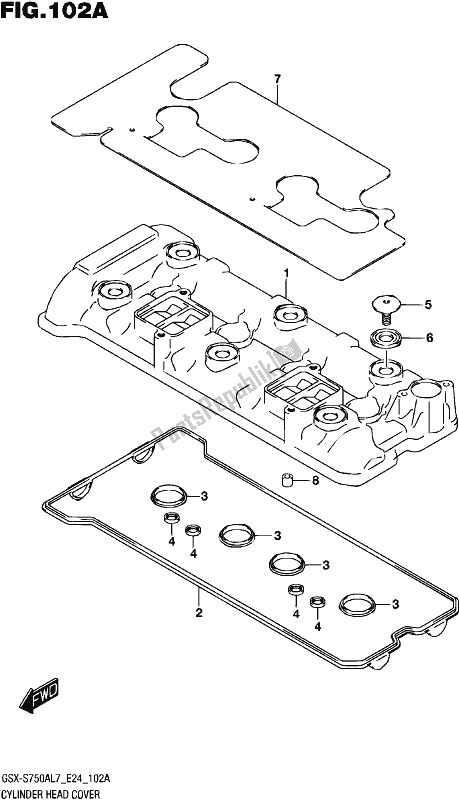 All parts for the Cylinder Head Cover of the Suzuki Gsx-s 750A 2017