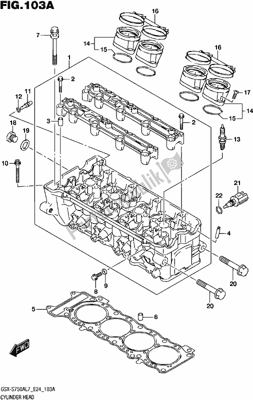 All parts for the Cylinder Head of the Suzuki Gsx-s 750A 2017