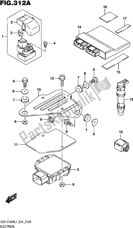 All parts for the Electrical of the Suzuki Gsx-s 750A 2017