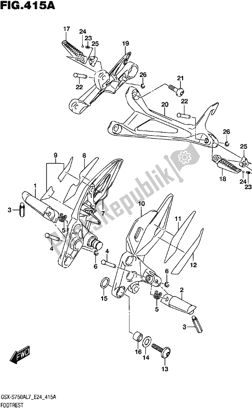 All parts for the Footrest of the Suzuki Gsx-s 750A 2017