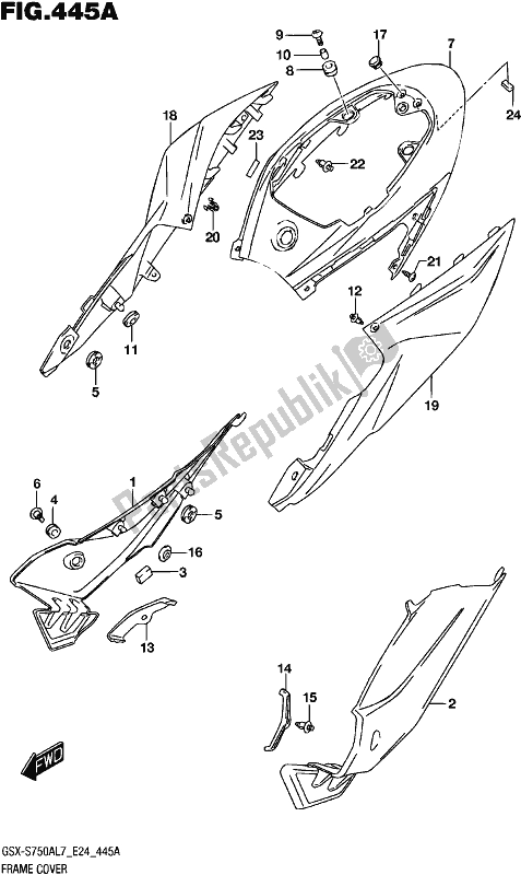 All parts for the Frame Cover (for Yvz) of the Suzuki Gsx-s 750A 2017