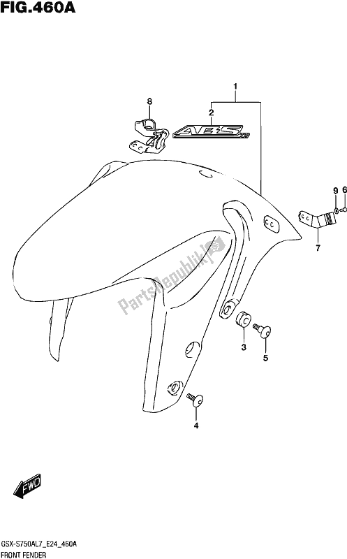 All parts for the Front Fender (gsx-s750al7 E24) of the Suzuki Gsx-s 750A 2017