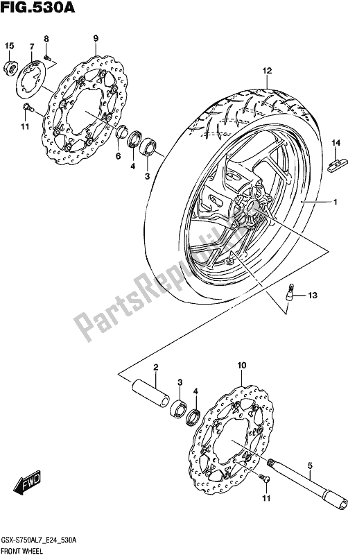 Tutte le parti per il Front Wheel (gsx-s750al7 E24) del Suzuki Gsx-s 750A 2017