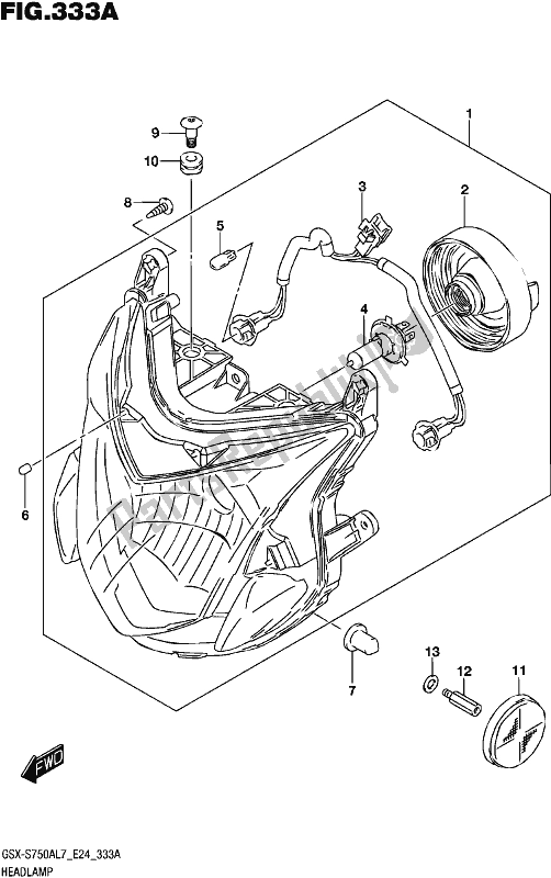 All parts for the Headlamp of the Suzuki Gsx-s 750A 2017