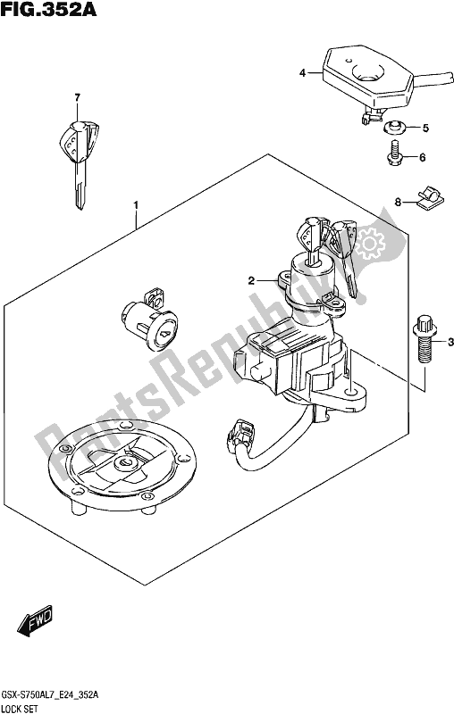 All parts for the Lock Set of the Suzuki Gsx-s 750A 2017