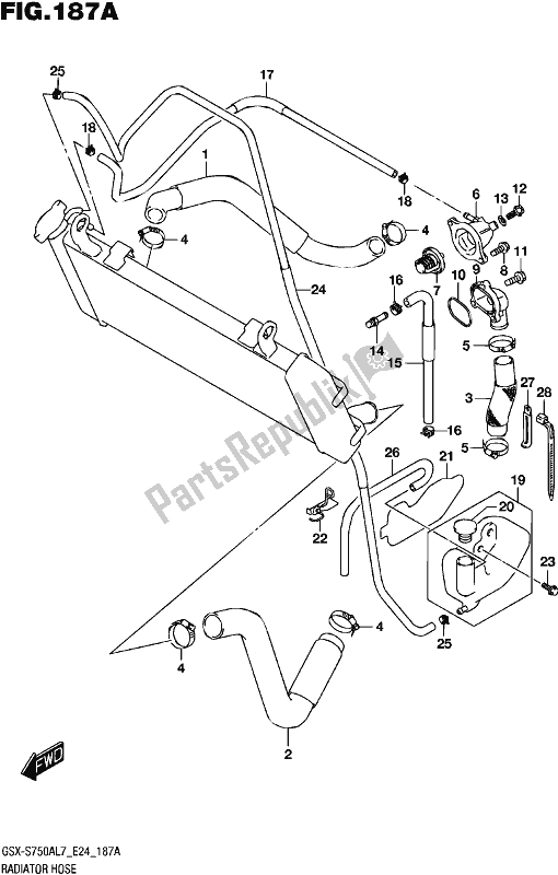 All parts for the Radiator Hose of the Suzuki Gsx-s 750A 2017