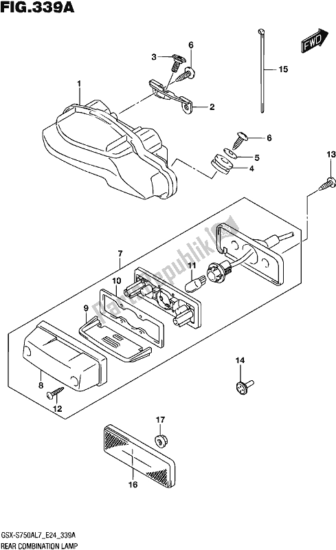 All parts for the Rear Combination Lamp of the Suzuki Gsx-s 750A 2017