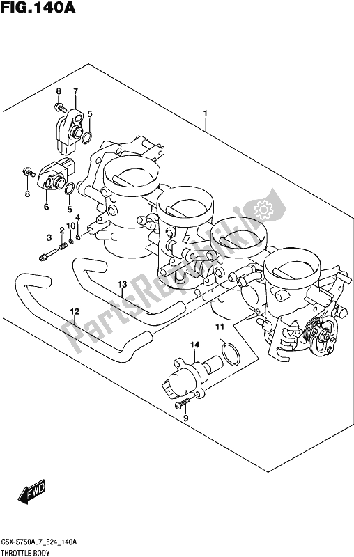 All parts for the Throttle Body of the Suzuki Gsx-s 750A 2017