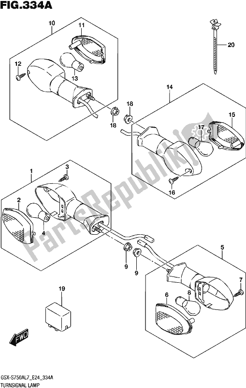 All parts for the Turnsignal Lamp of the Suzuki Gsx-s 750A 2017