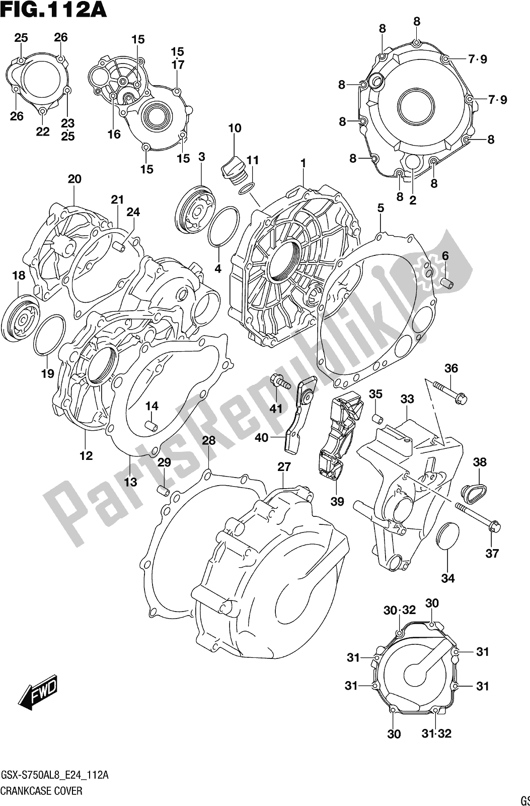 Todas as partes de Fig. 112a Crankcase Cover do Suzuki Gsx-s 750A 2018