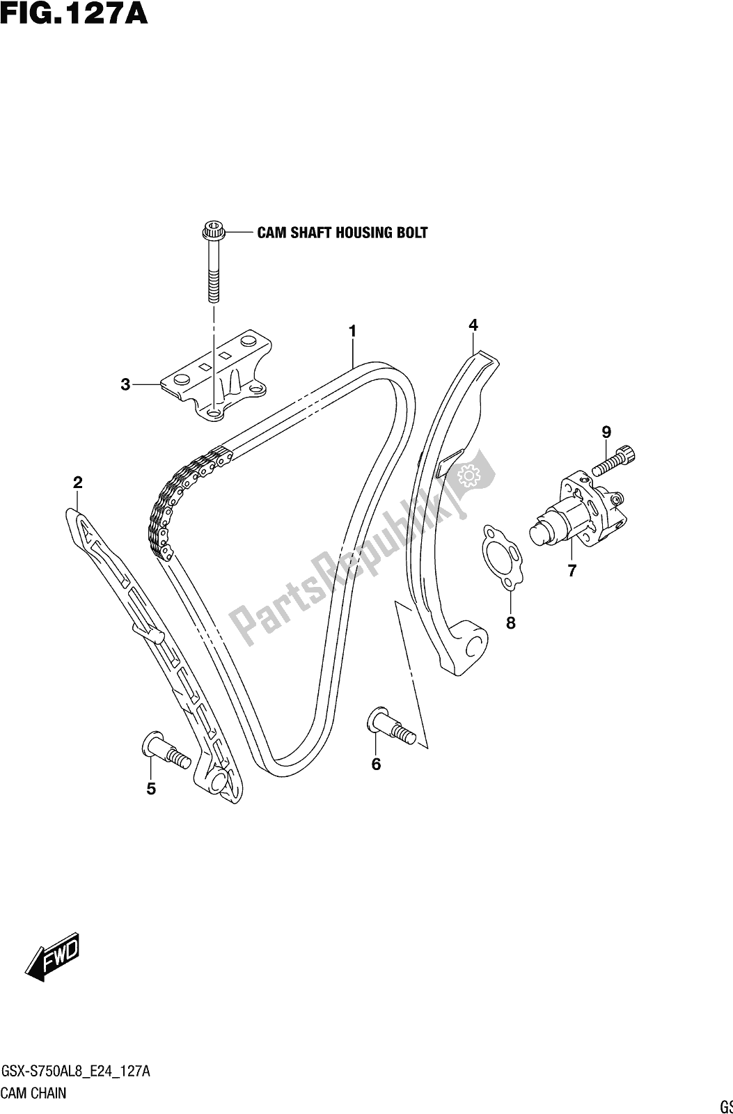 Todas as partes de Fig. 127a Cam Chain do Suzuki Gsx-s 750A 2018