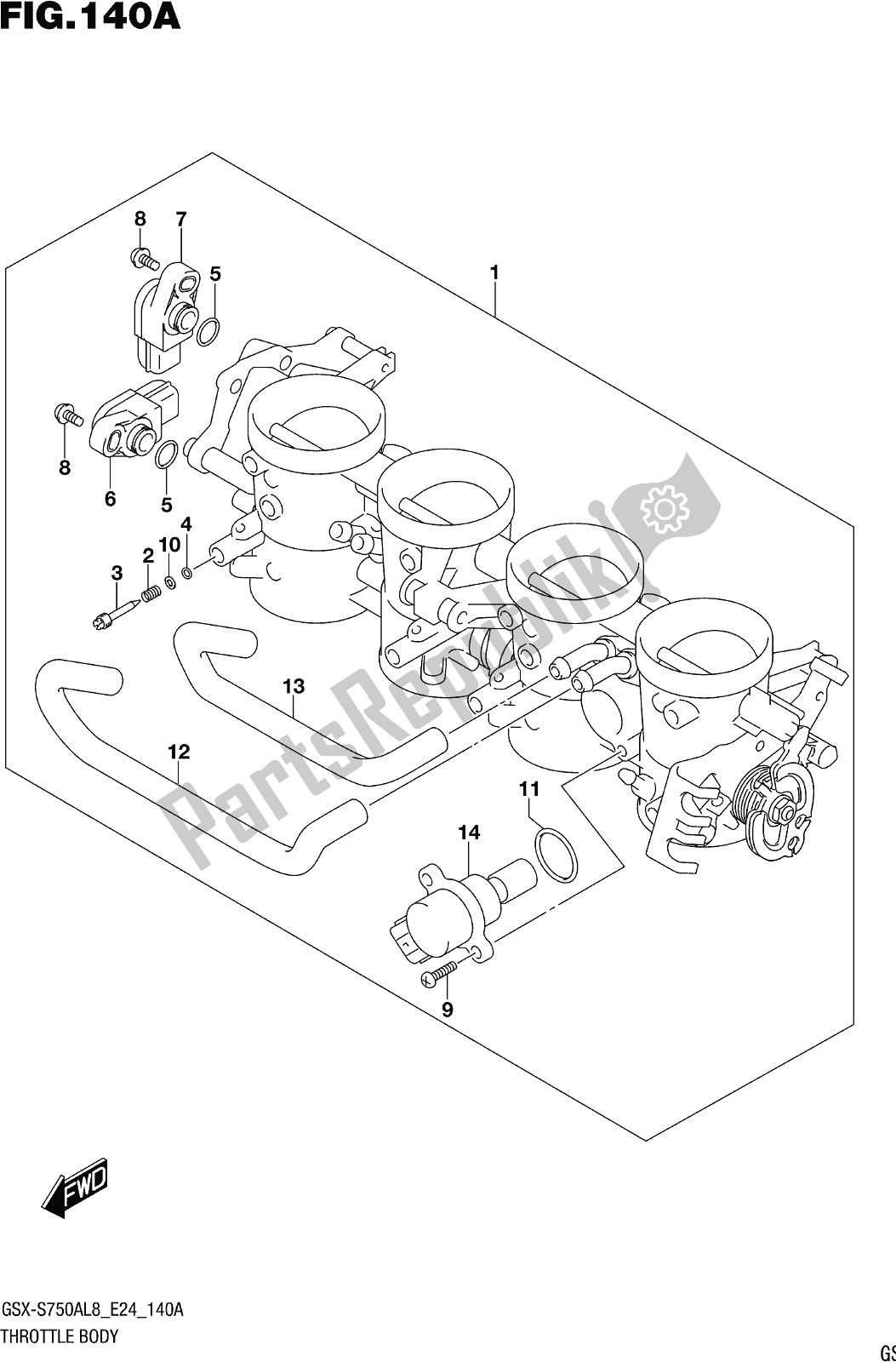 Todas las partes para Fig. 140a Throttle Body de Suzuki Gsx-s 750A 2018