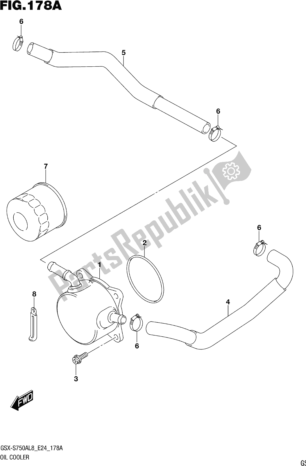 Alle onderdelen voor de Fig. 178a Oil Cooler van de Suzuki Gsx-s 750A 2018