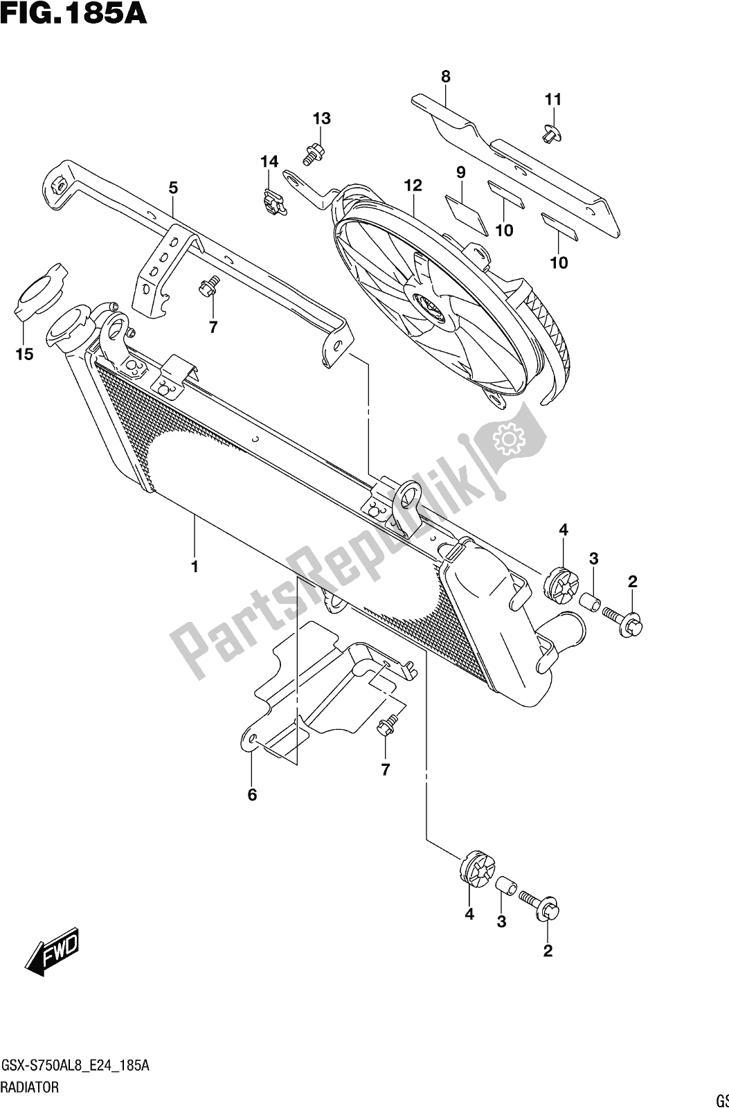 Toutes les pièces pour le Fig. 185a Radiator du Suzuki Gsx-s 750A 2018