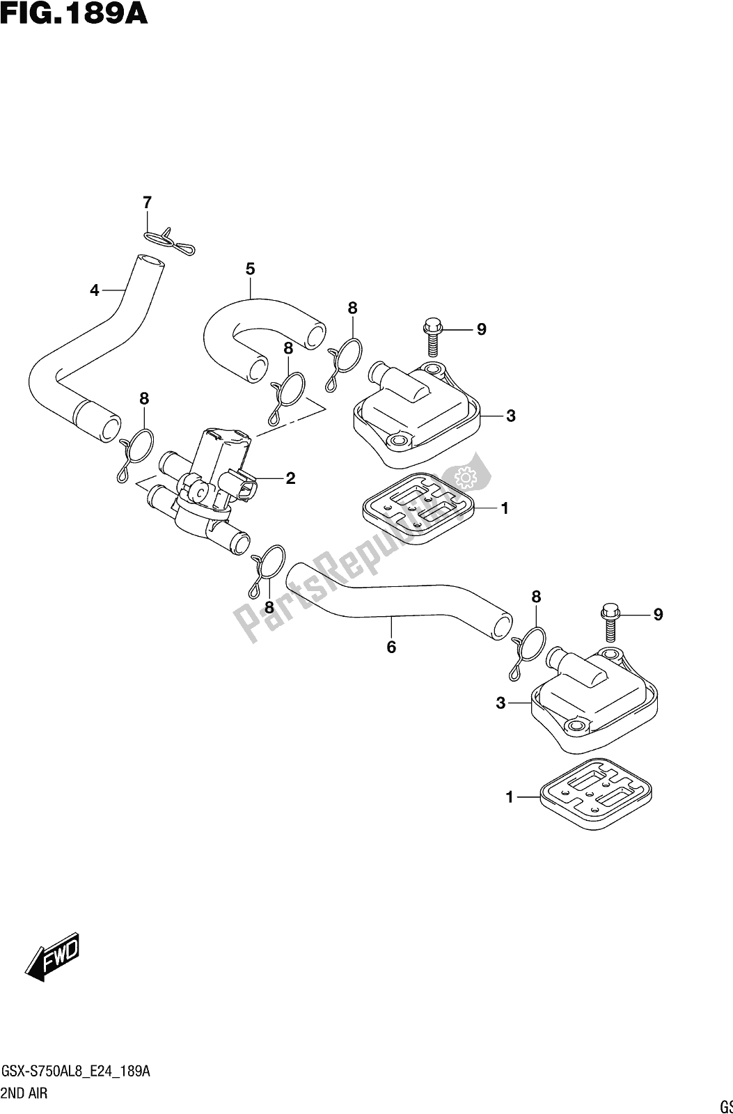 All parts for the Fig. 189a 2nd Air of the Suzuki Gsx-s 750A 2018