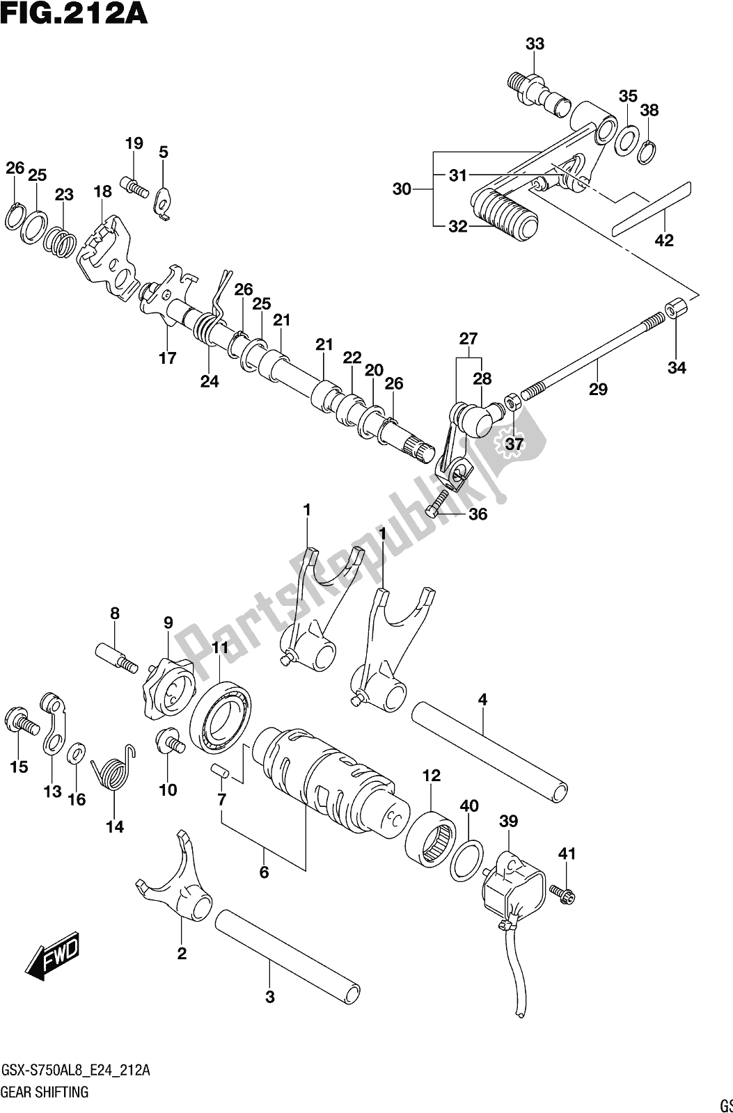 Tutte le parti per il Fig. 212a Gear Shifting del Suzuki Gsx-s 750A 2018