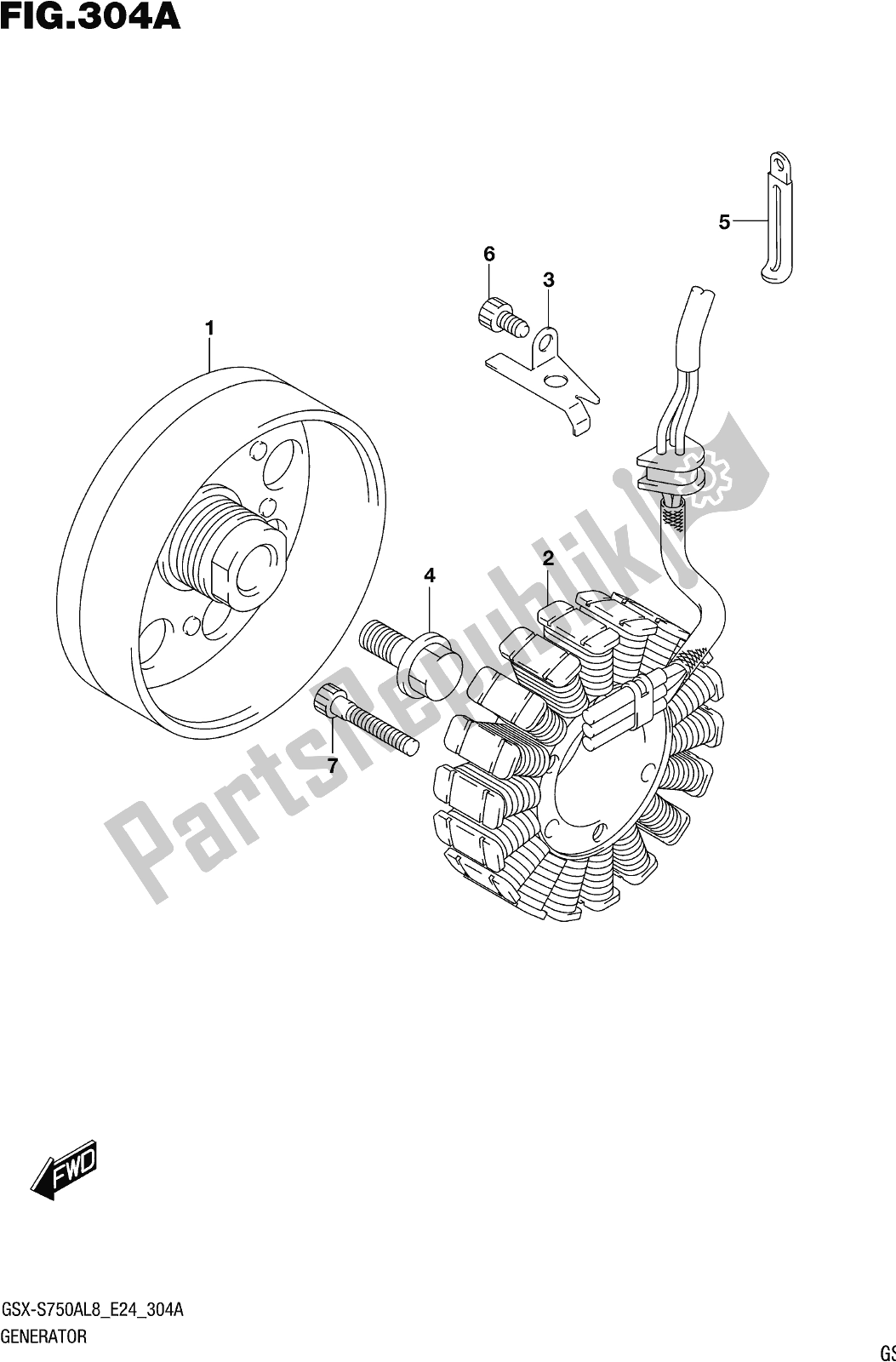 Tutte le parti per il Fig. 304a Generator del Suzuki Gsx-s 750A 2018