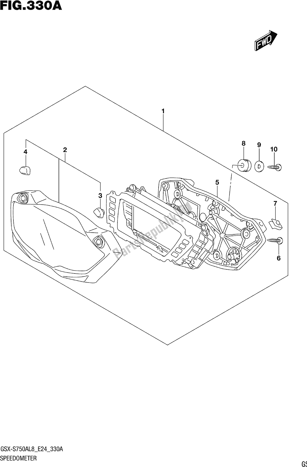 Alle onderdelen voor de Fig. 330a Speedometer van de Suzuki Gsx-s 750A 2018