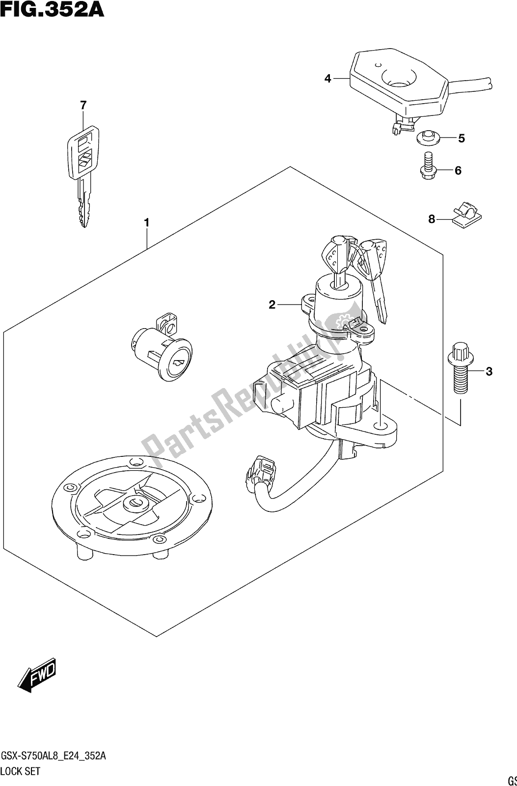 Toutes les pièces pour le Fig. 352a Lock Set du Suzuki Gsx-s 750A 2018