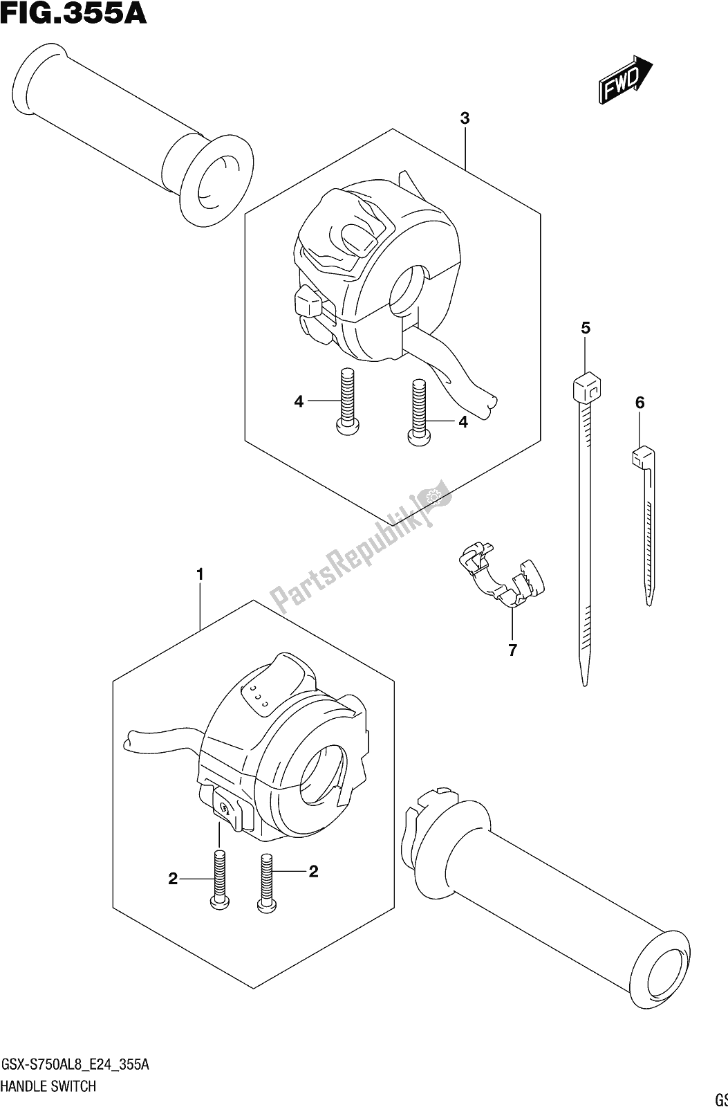 Tutte le parti per il Fig. 355a Handle Switch del Suzuki Gsx-s 750A 2018