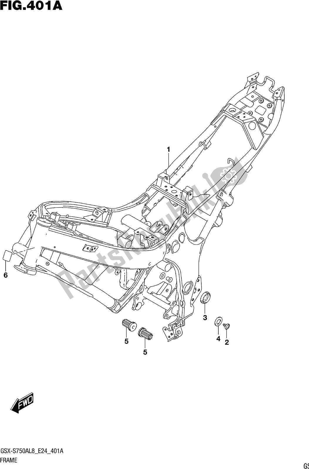 Tutte le parti per il Fig. 401a Frame del Suzuki Gsx-s 750A 2018