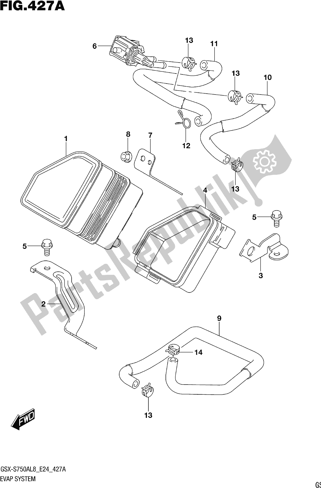 Toutes les pièces pour le Fig. 427a Evap System du Suzuki Gsx-s 750A 2018