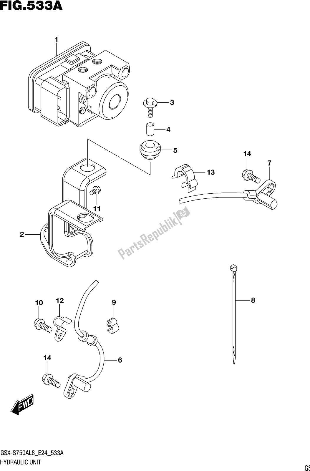 Tutte le parti per il Fig. 533a Hydraulic Unit del Suzuki Gsx-s 750A 2018