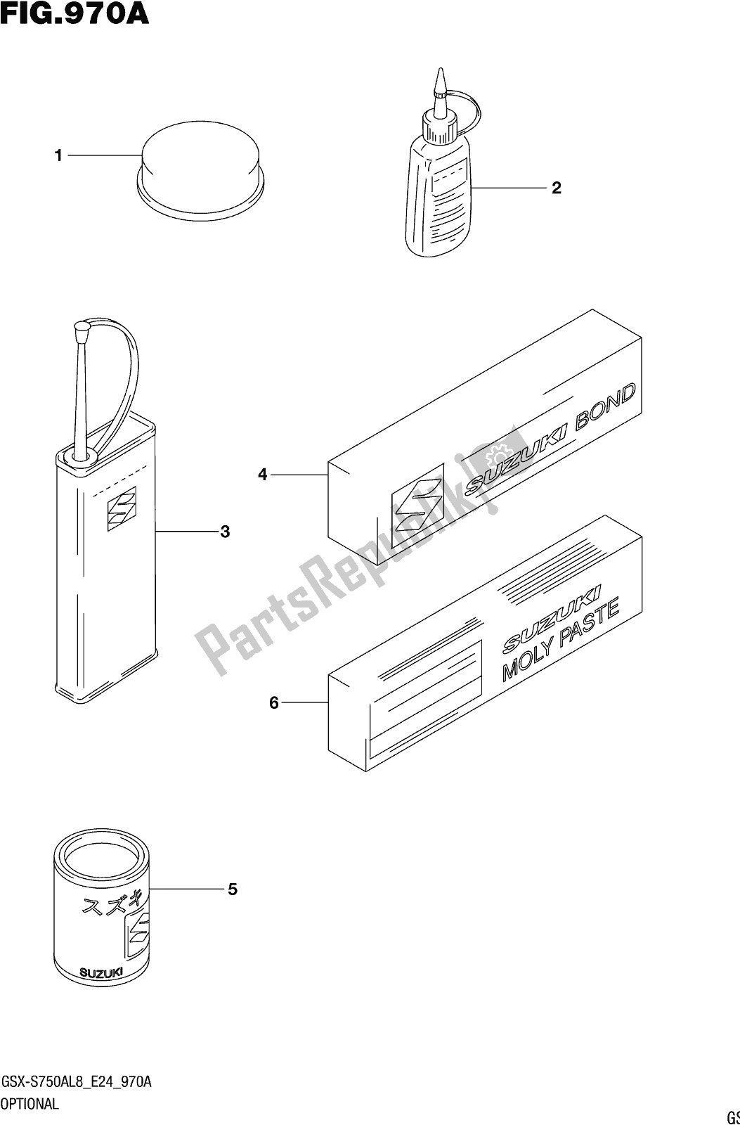 Todas las partes para Fig. 970a Optional de Suzuki Gsx-s 750A 2018