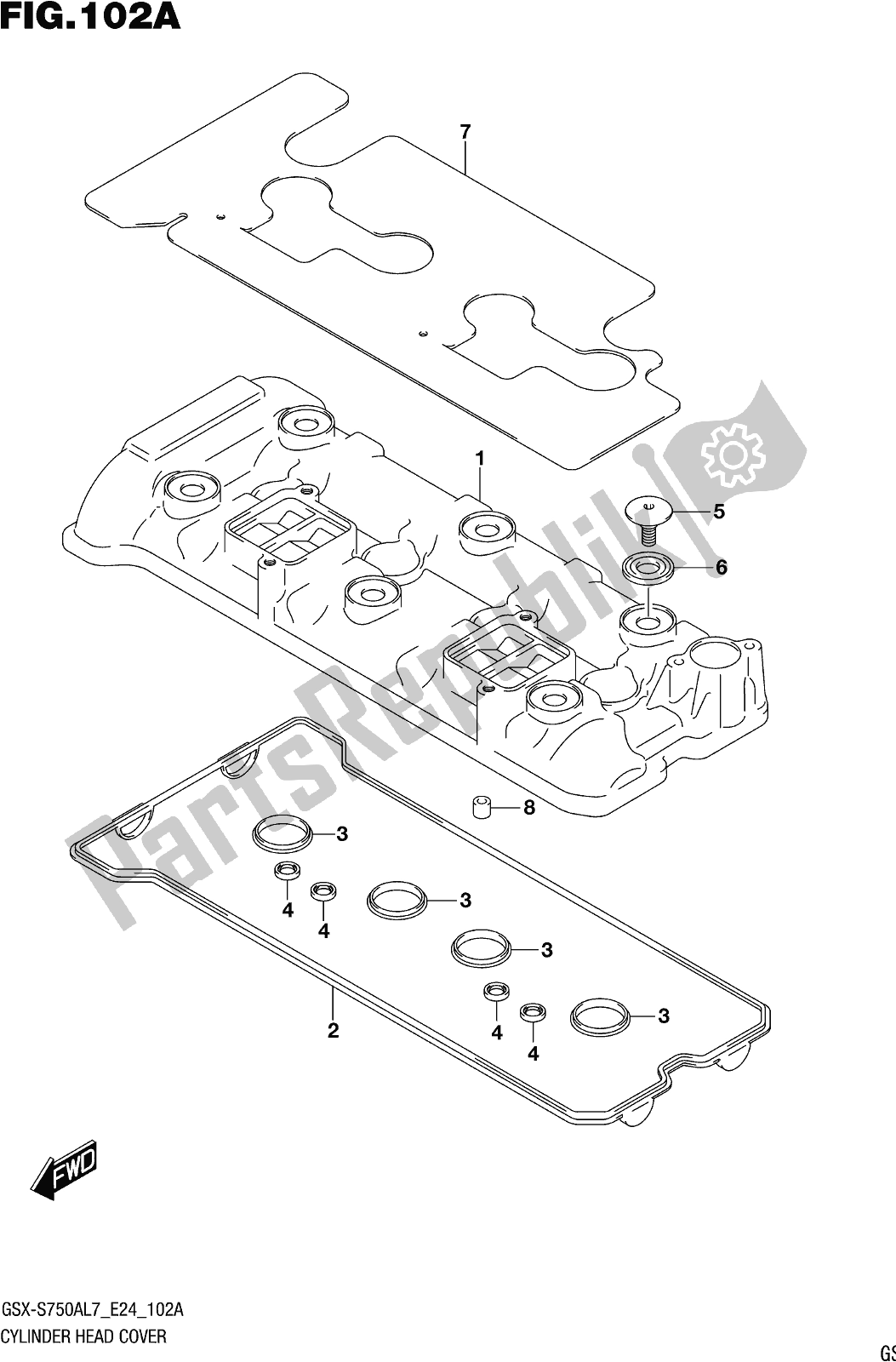 All parts for the Fig. 102a Cylinder Head Cover of the Suzuki Gsx-s 750 AZ 2017