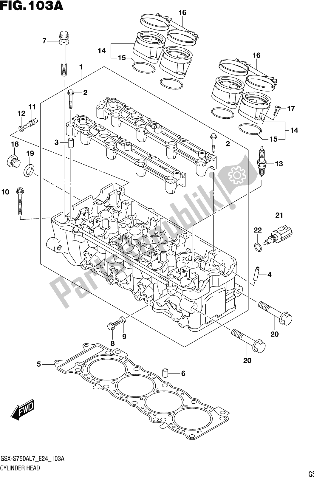 All parts for the Fig. 103a Cylinder Head of the Suzuki Gsx-s 750 AZ 2017