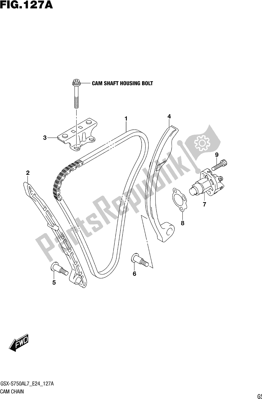 All parts for the Fig. 127a Cam Chain of the Suzuki Gsx-s 750 AZ 2017