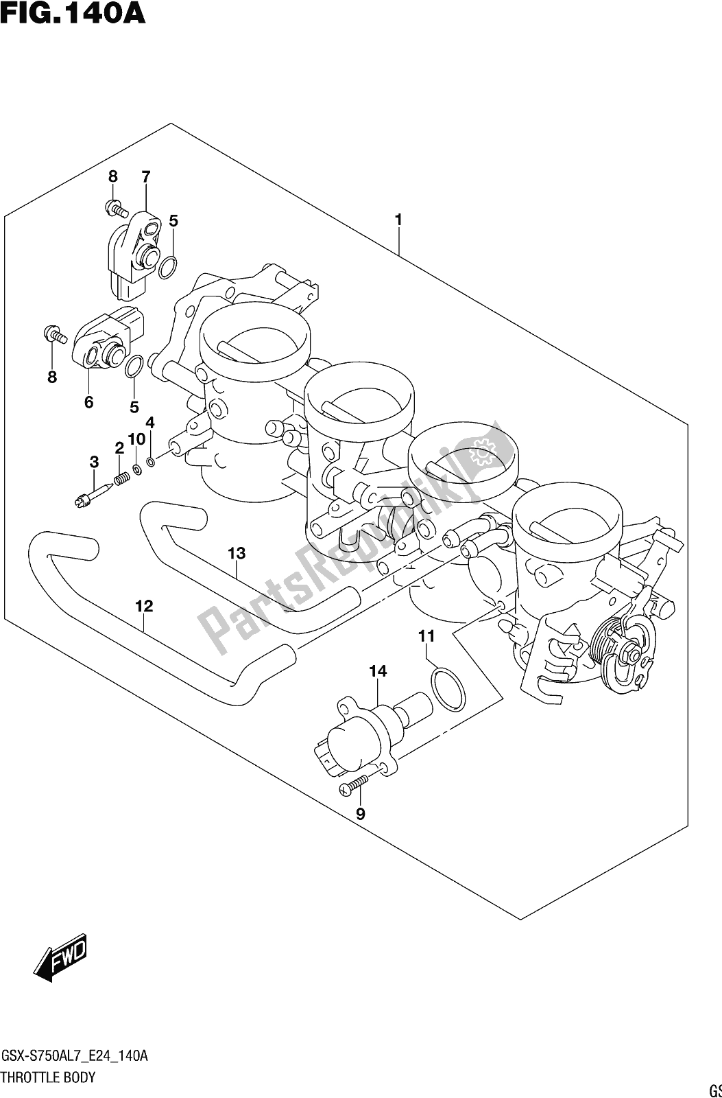 All parts for the Fig. 140a Throttle Body of the Suzuki Gsx-s 750 AZ 2017