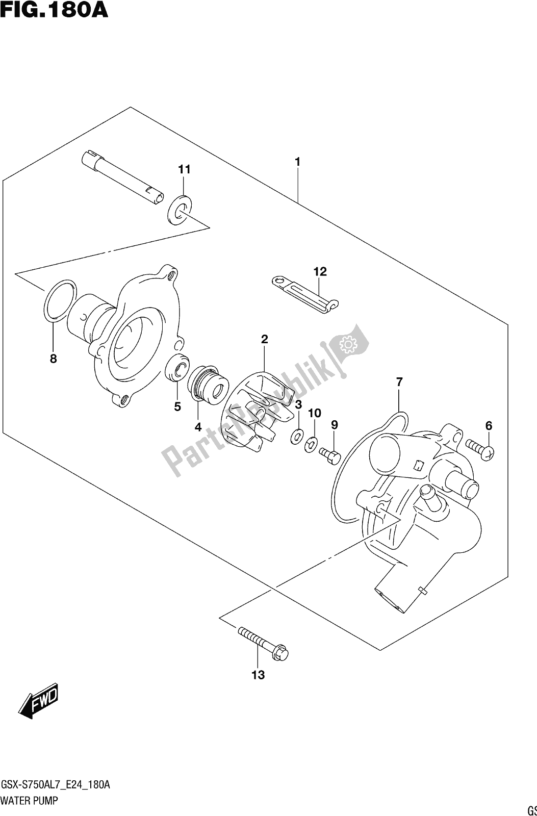 Tutte le parti per il Fig. 180a Water Pump del Suzuki Gsx-s 750 AZ 2017