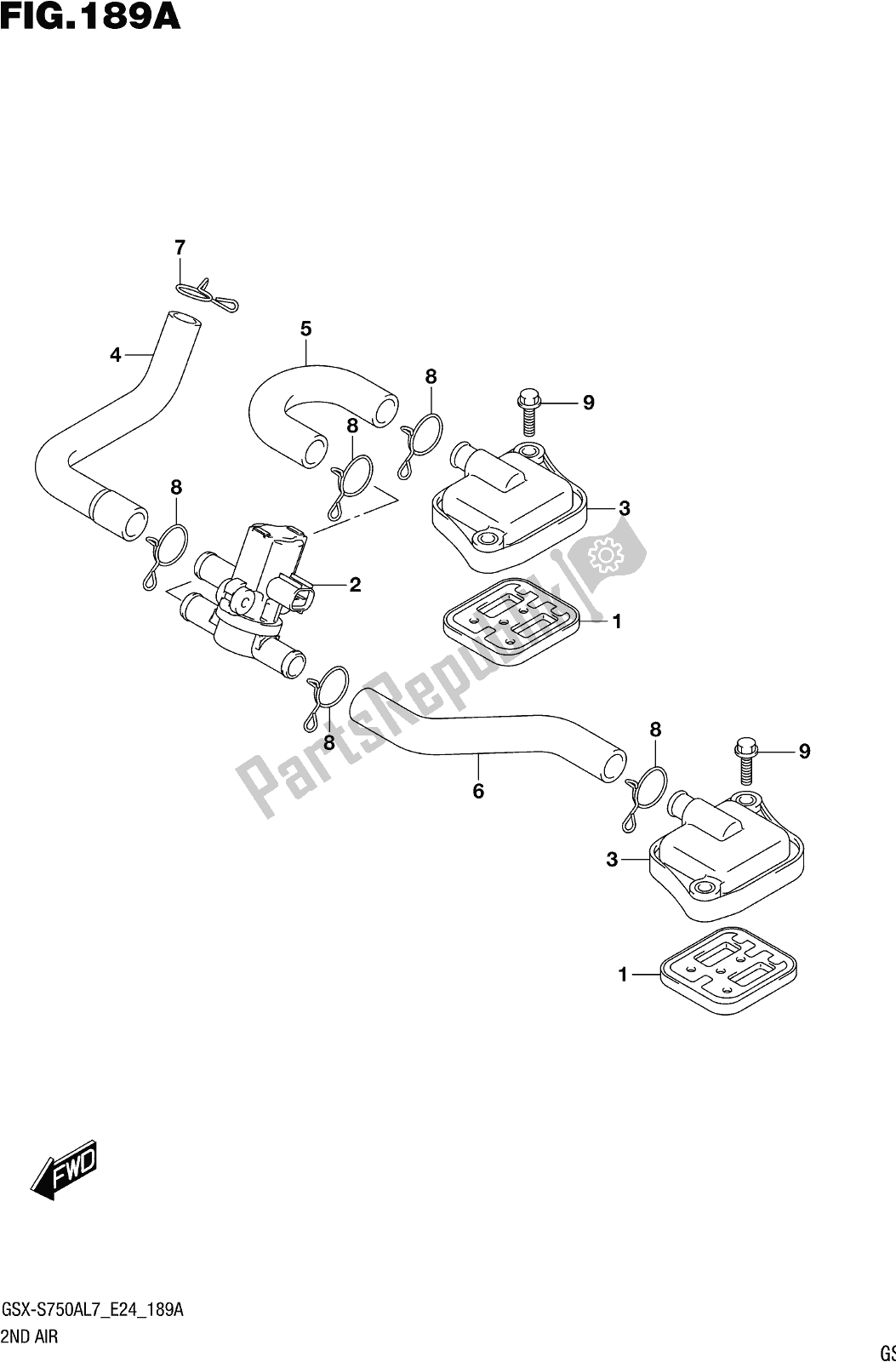 All parts for the Fig. 189a 2nd Air of the Suzuki Gsx-s 750 AZ 2017