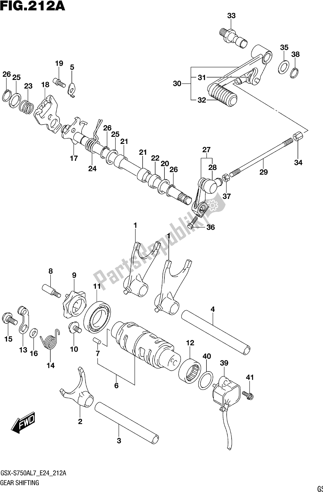 All parts for the Fig. 212a Gear Shifting of the Suzuki Gsx-s 750 AZ 2017