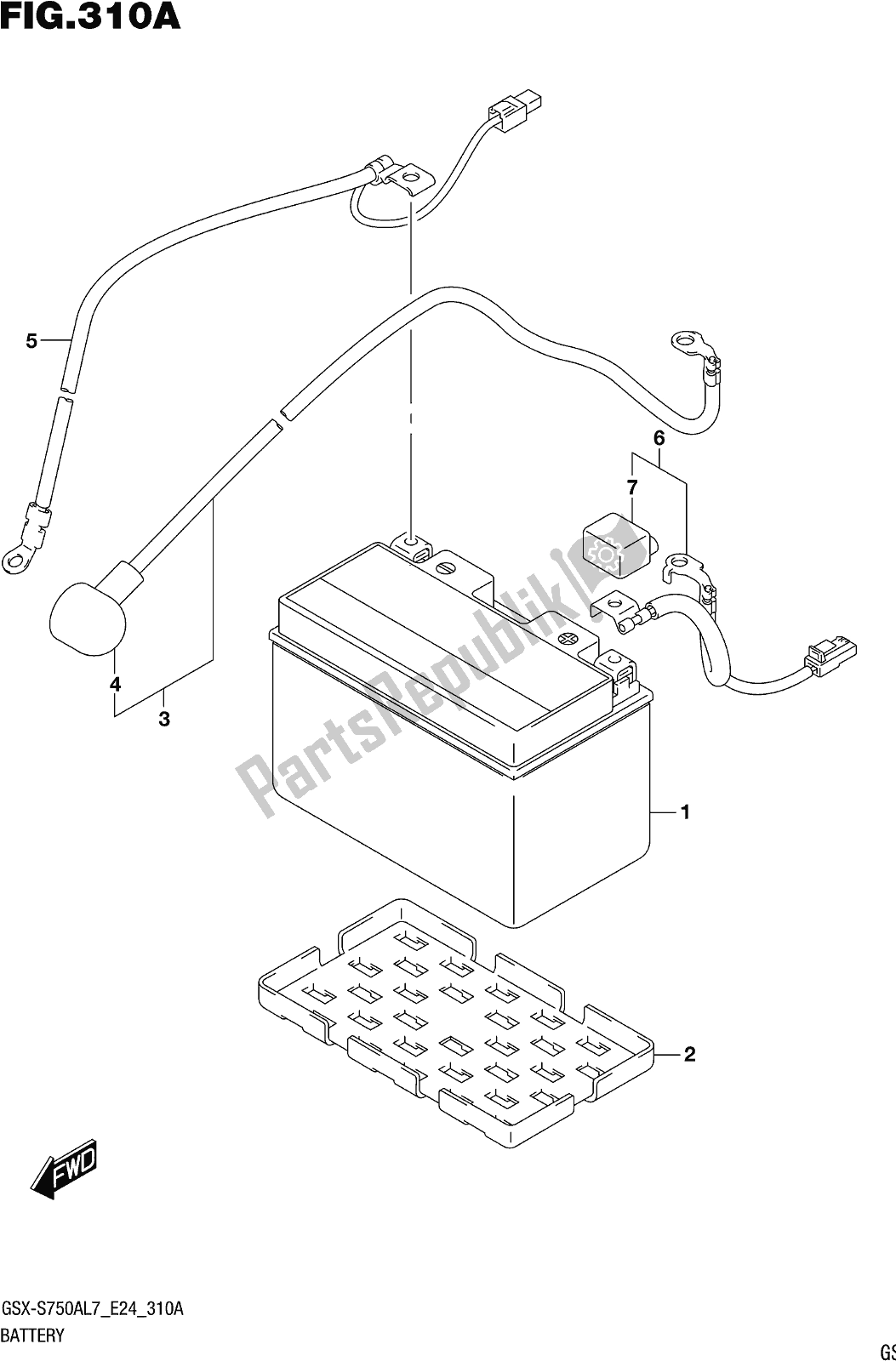 All parts for the Fig. 310a Battery of the Suzuki Gsx-s 750 AZ 2017