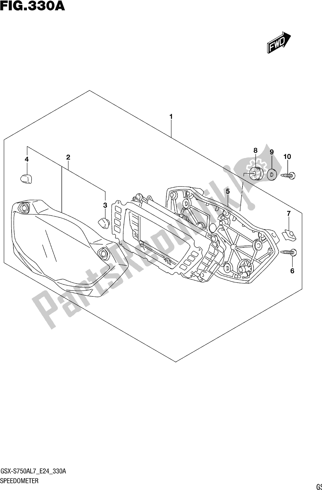 All parts for the Fig. 330a Speedometer of the Suzuki Gsx-s 750 AZ 2017