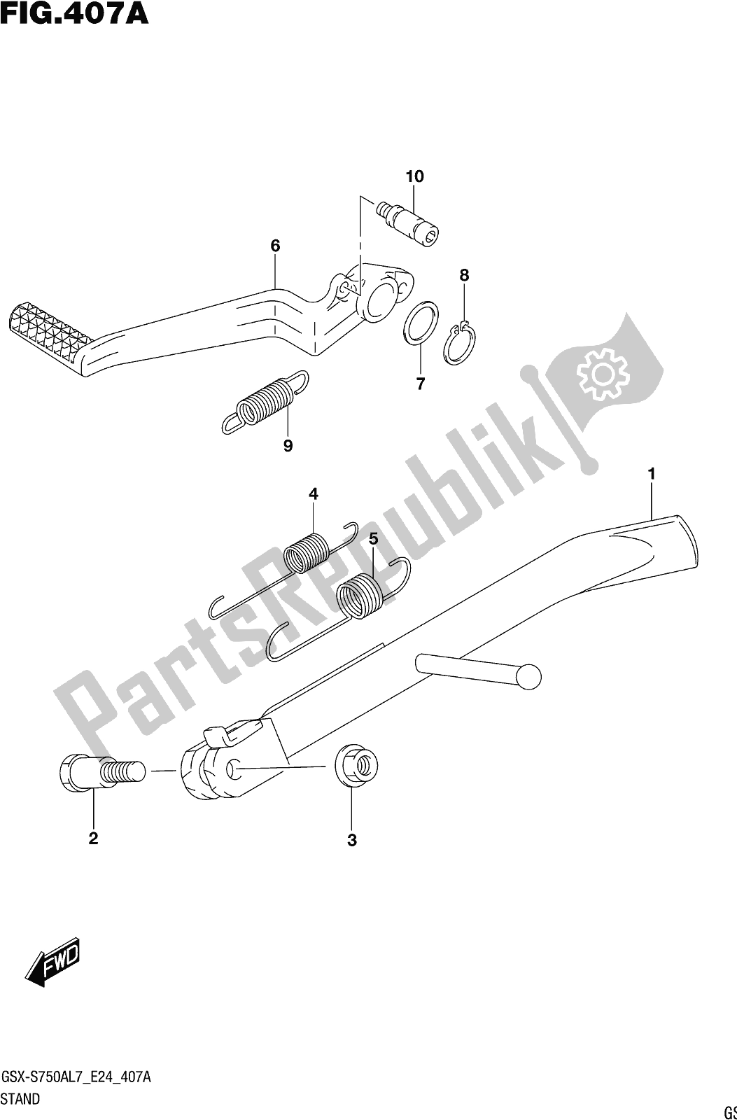 Toutes les pièces pour le Fig. 407a Stand du Suzuki Gsx-s 750 AZ 2017