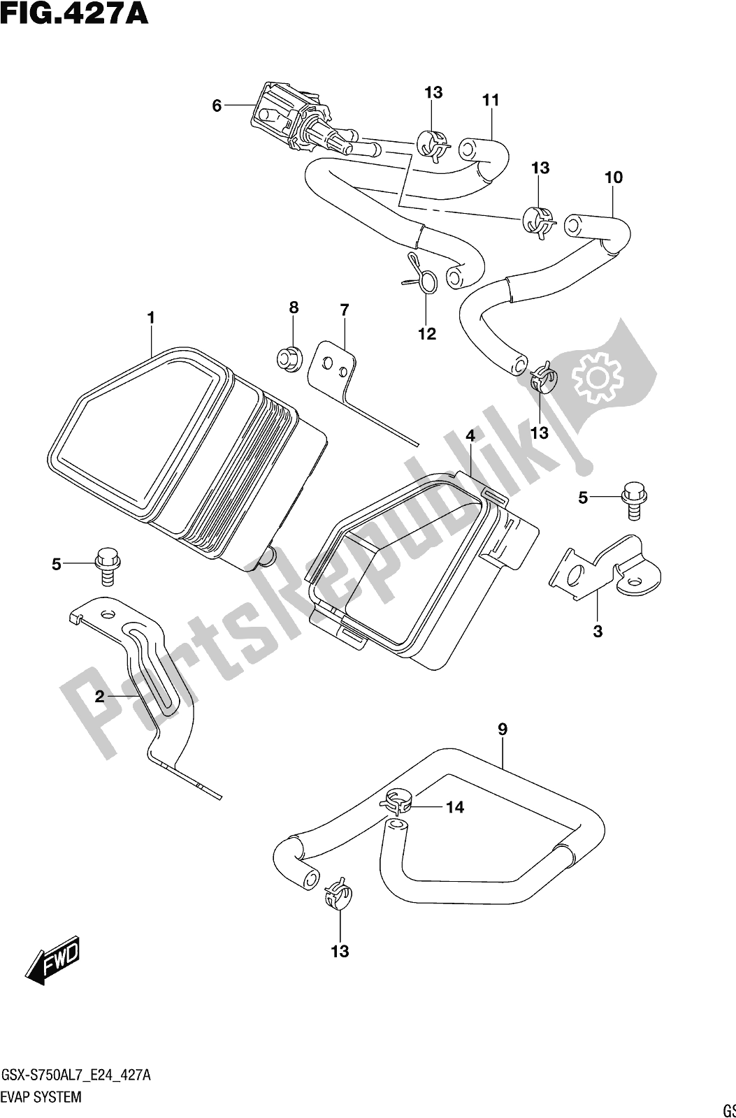 All parts for the Fig. 427a Evap System of the Suzuki Gsx-s 750 AZ 2017