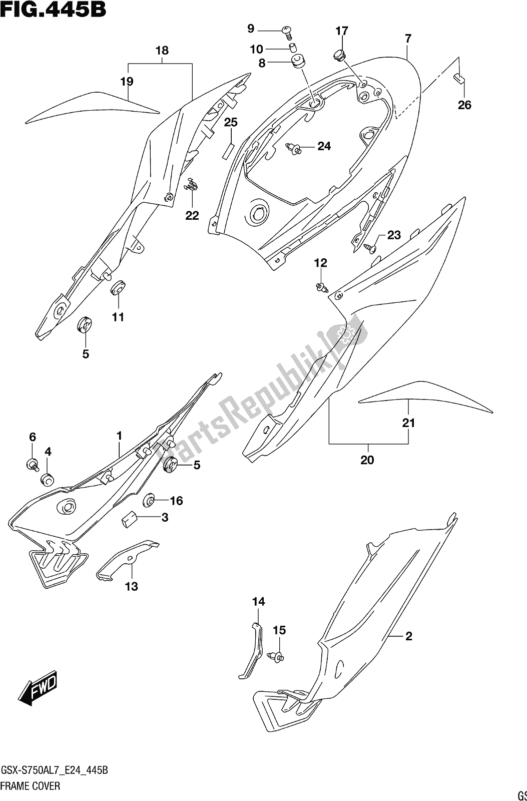 Toutes les pièces pour le Fig. 445b Frame Cover (for Kel) du Suzuki Gsx-s 750 AZ 2017