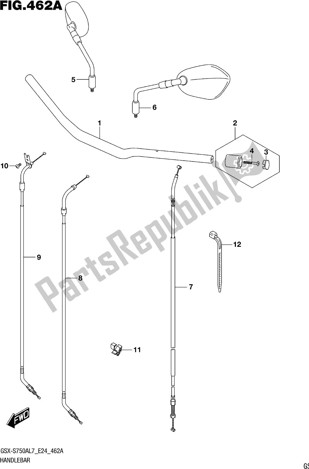 All parts for the Fig. 462a Handlebar of the Suzuki Gsx-s 750 AZ 2017
