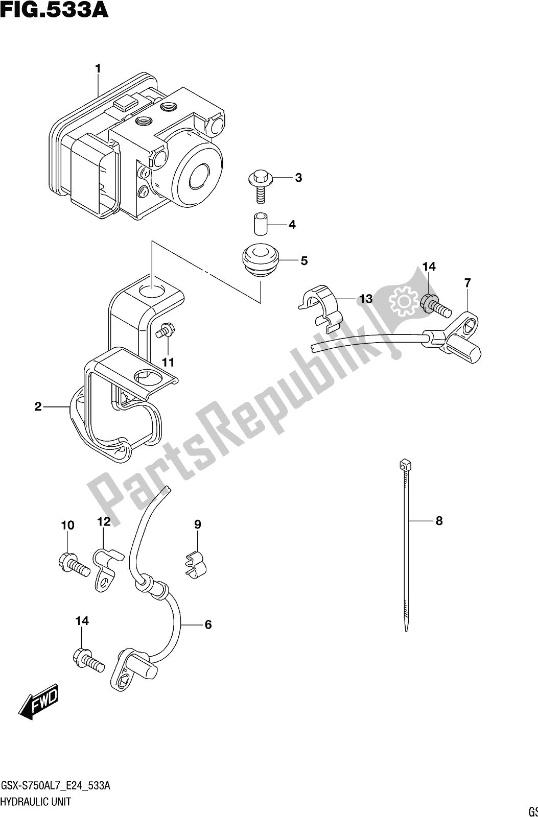 Tutte le parti per il Fig. 533a Hydraulic Unit del Suzuki Gsx-s 750 AZ 2017