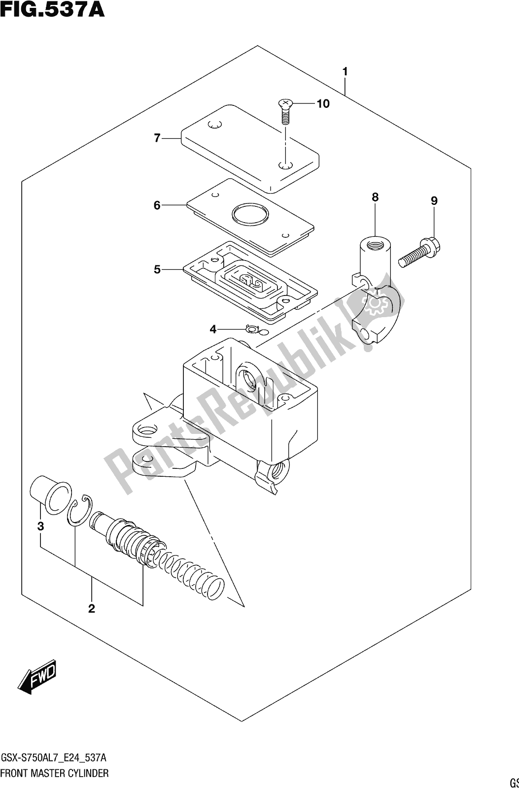 All parts for the Fig. 537a Front Master Cylinder of the Suzuki Gsx-s 750 AZ 2017