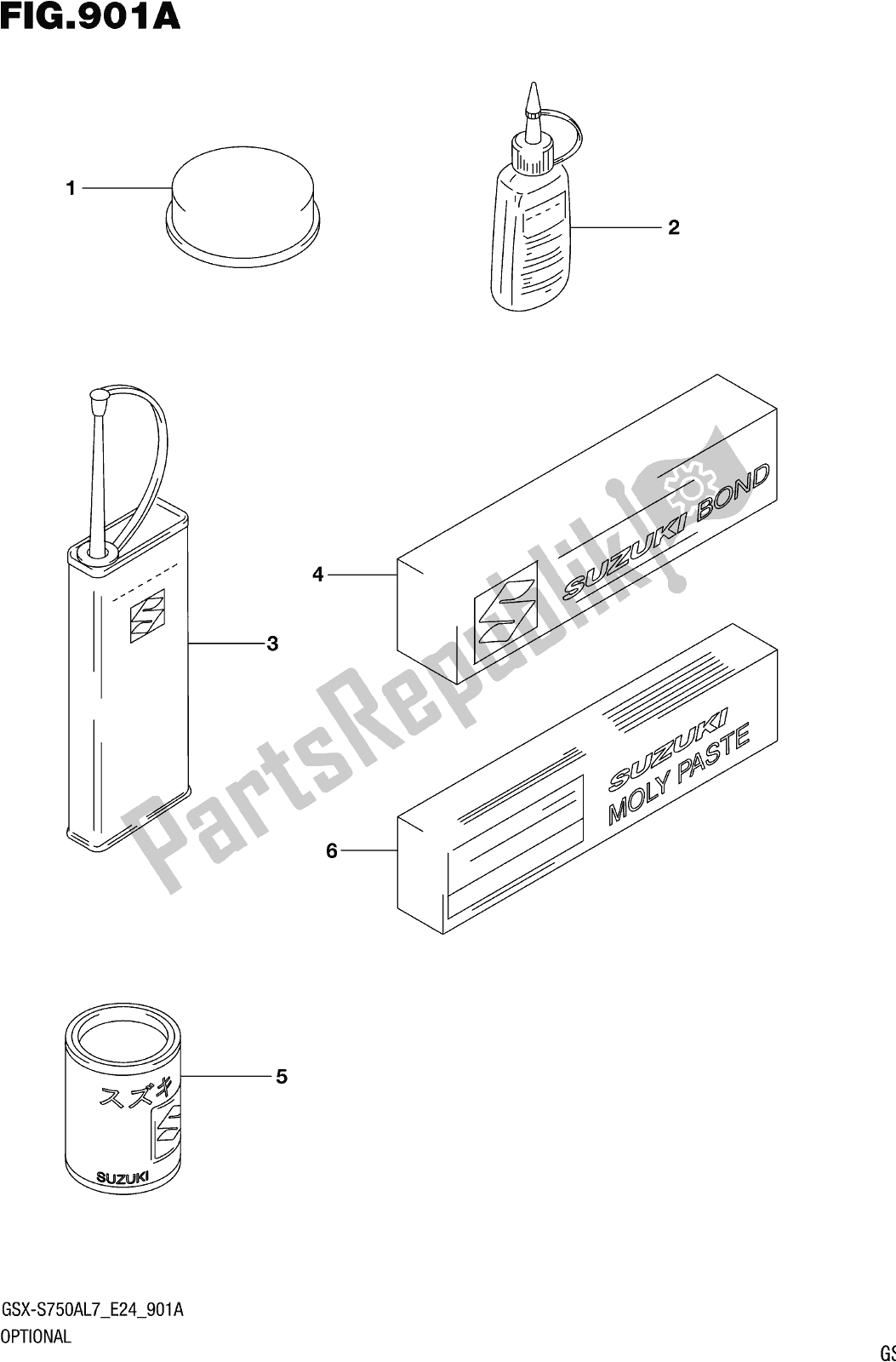 All parts for the Fig. 901a Optional of the Suzuki Gsx-s 750 AZ 2017